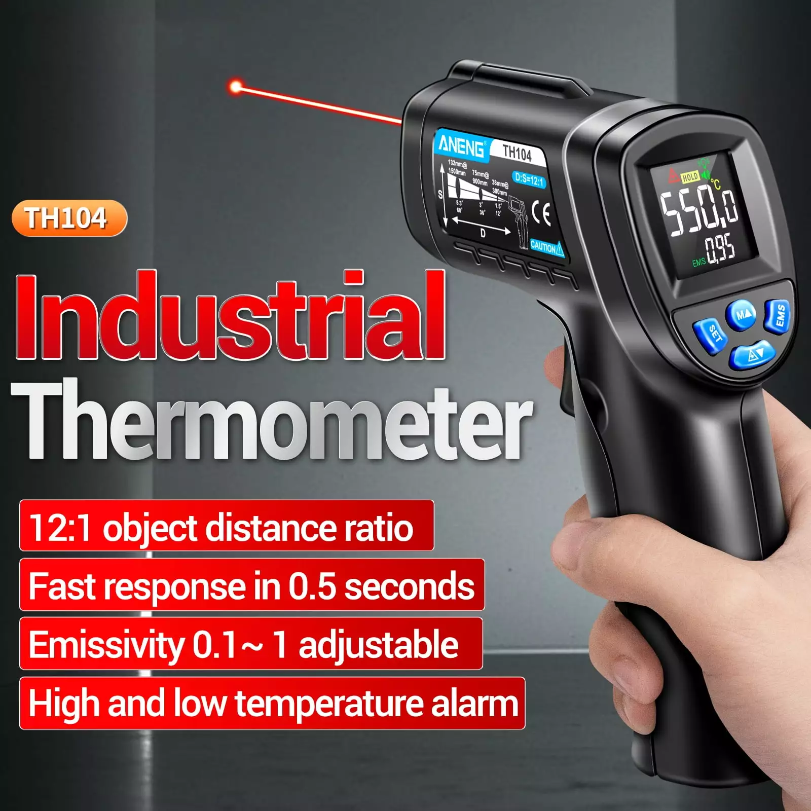 ANENG Digital Infrared Thermometer -58H~1022H Laser Temperature Gun Baking Barbecue Car Engine and Tire