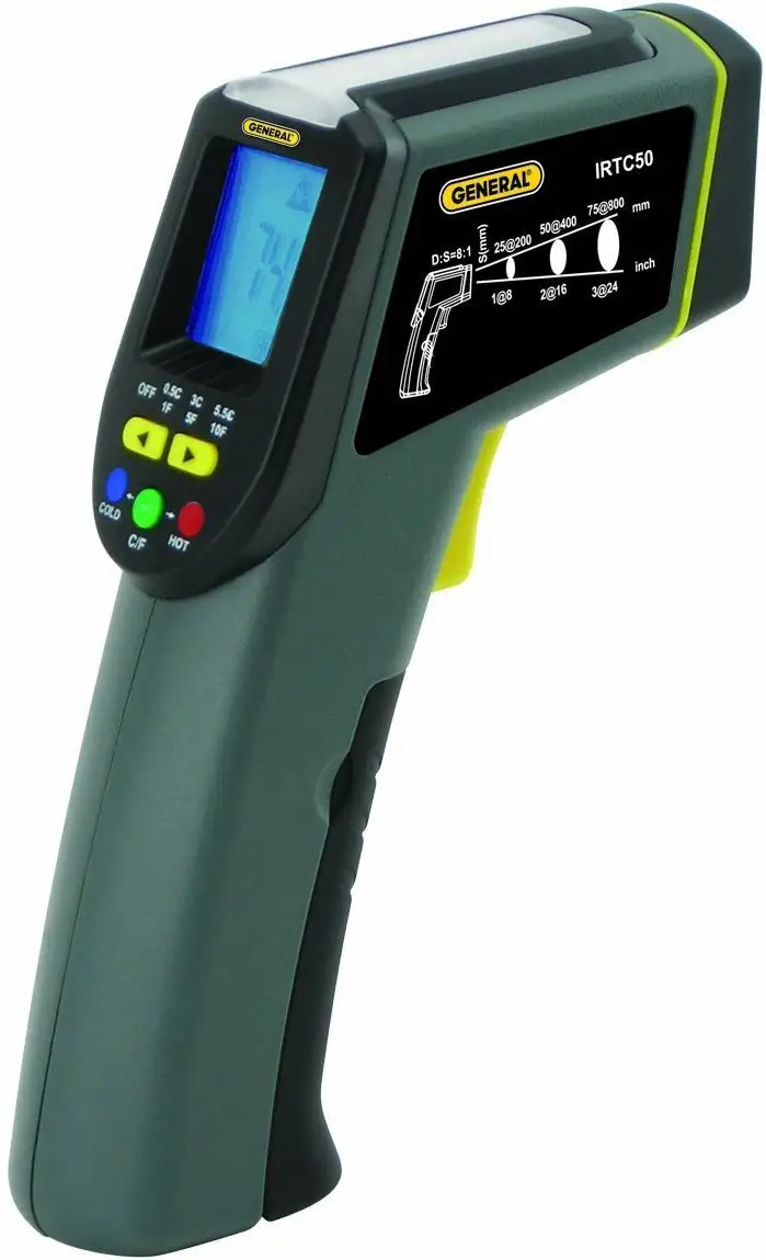 General Tools IRTC50 Thermoseeker IR Thermometer Star Burst Laser Targeting Accurate Temperature Readings