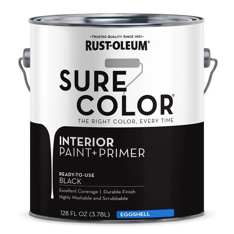 Rust-Oleum Sure Color Eggshell Black Water-Based Paint + Primer Interior 1 gal Pack 2