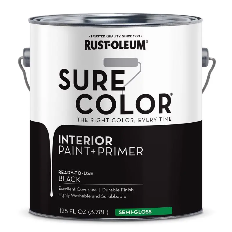 Rust-Oleum Sure Color Semi-Gloss Black Water-Based Paint + Primer Interior 1 gal Pack 2