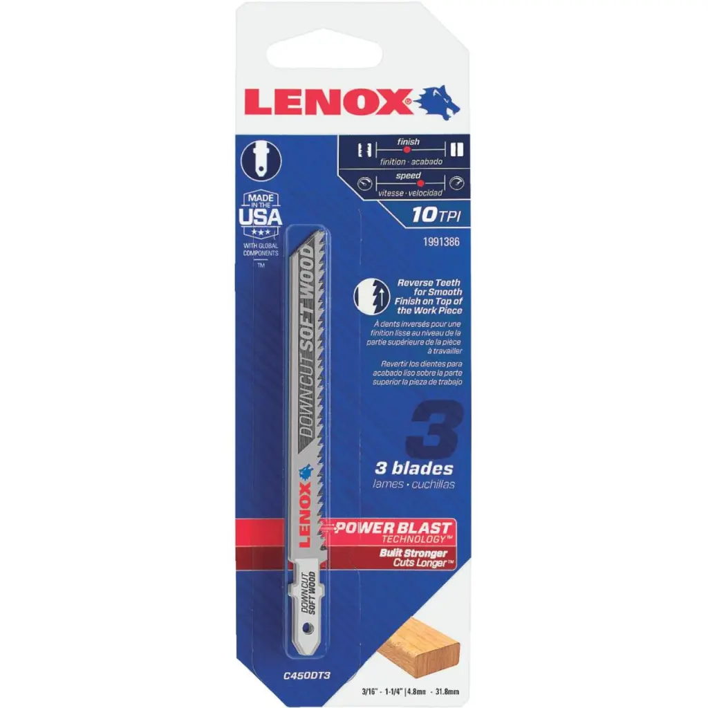 Lenox T-Shank 4 x 10 TPI High Carbon Steel Jig Saw Blade 3-Pack