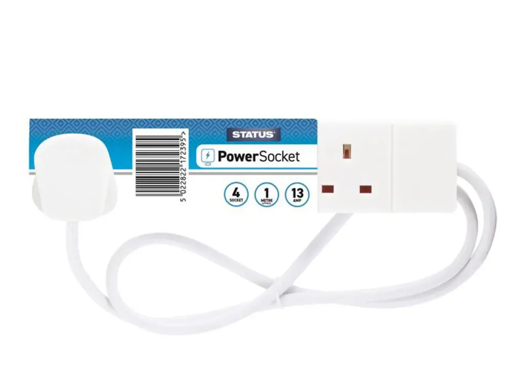 Status Extension Lead 240V 4-Gang 13A Chalk 1M