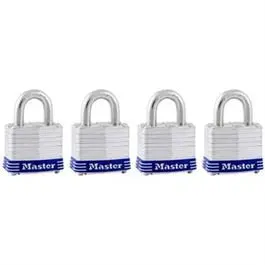 Keyed-Alike Laminated Padlocks 4-Pack 1-1/2 Inch Secure Storage Master Lock