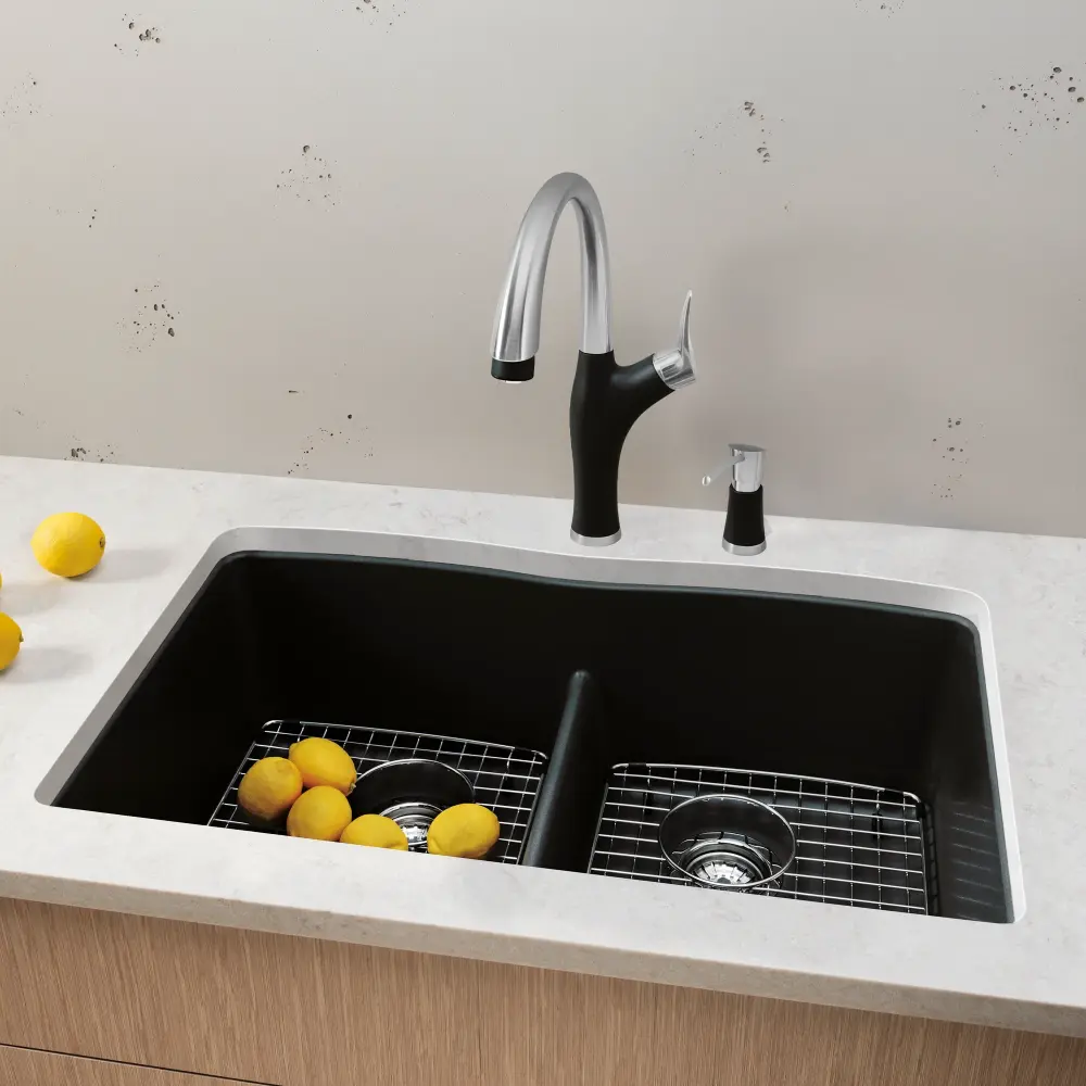 DIAMOND U 2 SILGRANIT twofold bowl undermount sink low divider