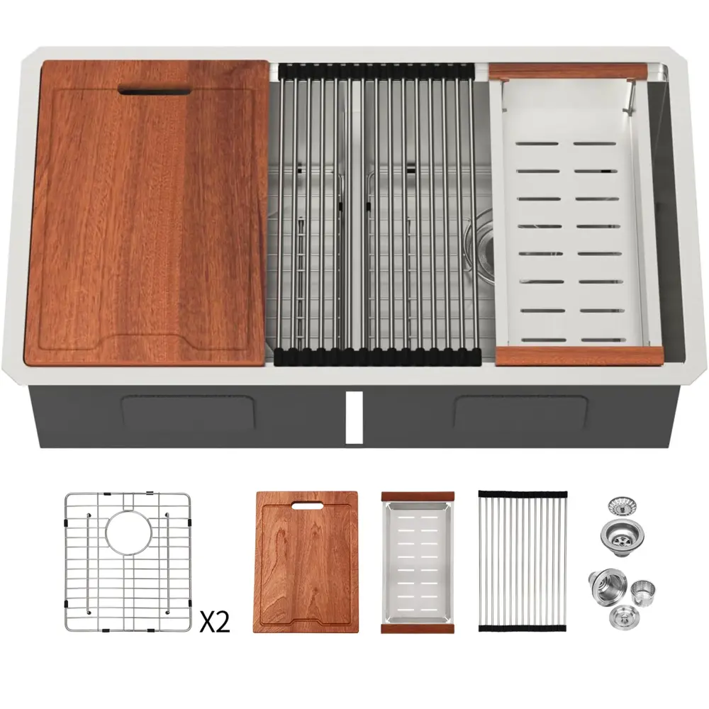 Stainless Steel Undermount Kitchen Sink Twofold Bowl