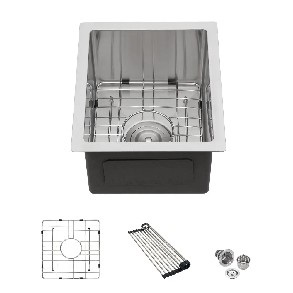 13" Undermount Kitchen Sink 16 Gauge Unitary Bowl - Brushed Nickel