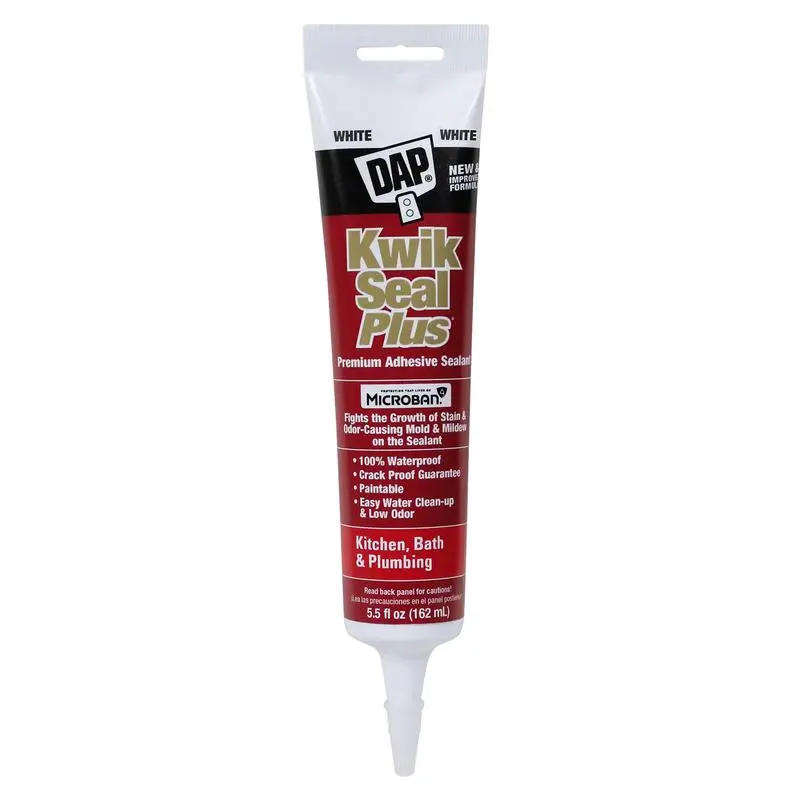 DAP Kwik Seal Plus White Siliconized Latex Kitchen Bath Caulk 5.5 oz Pack 12