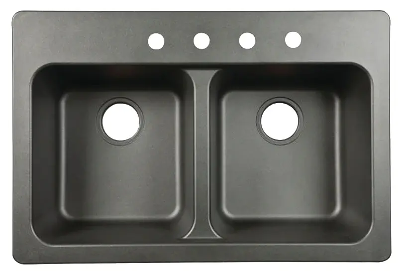 Kindred FTB904BX Kitchen Sink, 4-Deck Hole, 33 OAW, 22 OAH, 9 OAD, Tectonite, Onyx, Top