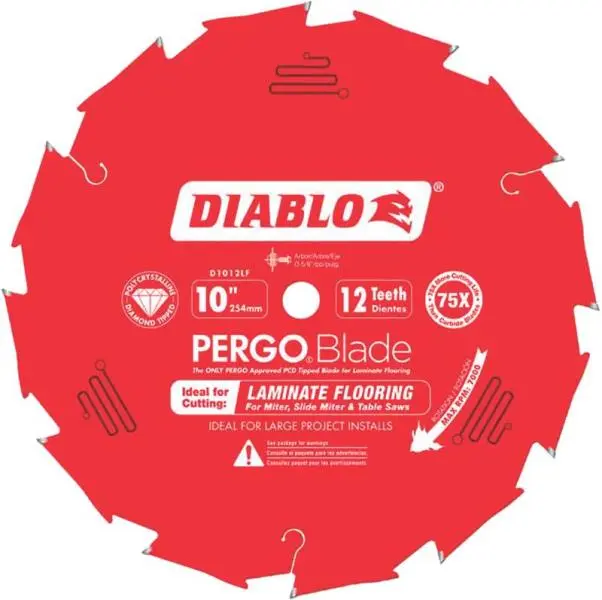 Diablo D1012LF 12 Teeth Pergo Saw Blade 10 Inch Laminate Flooring