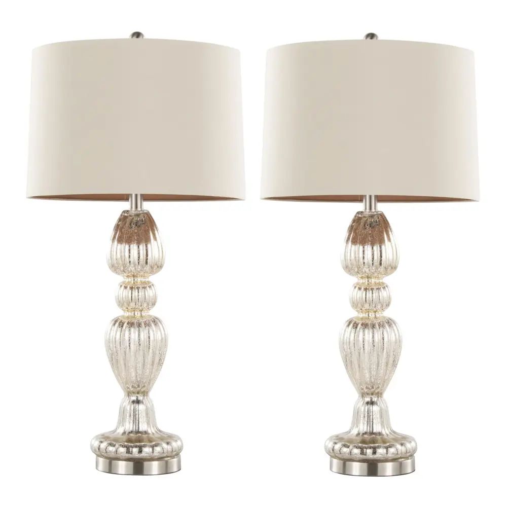Adjustable Gooseneck Spade - Contemporary Table Lamp (Set 2) - Mercury / Nickel / Real