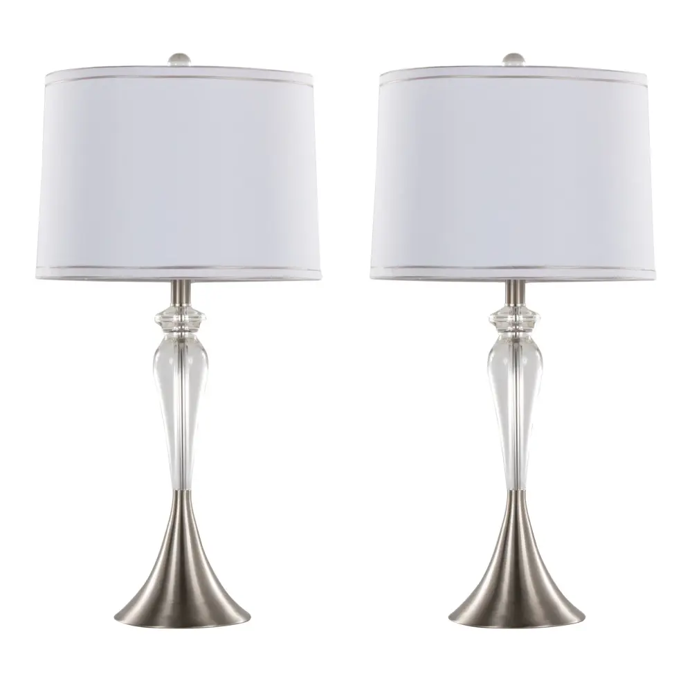 Ashland - Contemporary Crystal Table Lamp (Set 2) - Lucid Crystal / Nickel / White