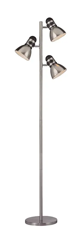 Boston Harbor TL-TREE-134 Tree Lamp, 120 V, 180 W, 3-Lamp, Incandescent Lamp, Metallic, Satin Nickel Finish