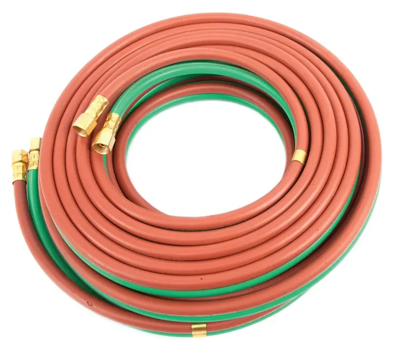 Forney 86165 Welder Torch Hose, 1/4 ID, 50 ft L, 9/16-18 Thread, Rubberized, Green/Red