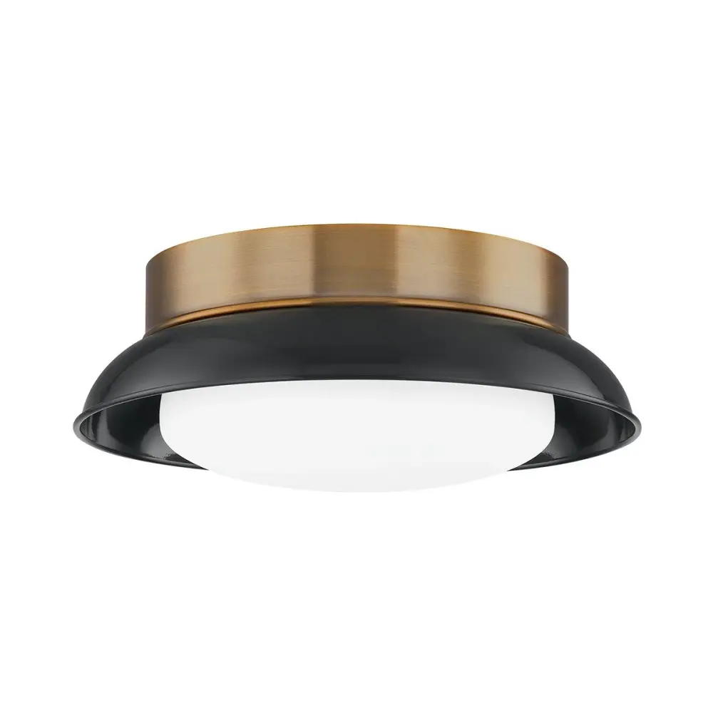 Arnie 2 Light Flush Fix - Patina Brass & Gloss Black