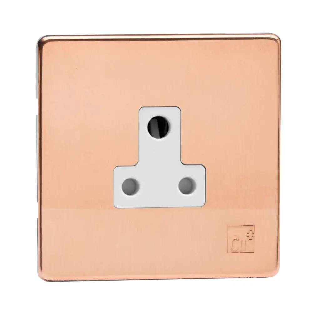 Varilight XDYRP5AWS.AC Screwless Antimicrobial Red metal 1-Gang 5A Round Pin Socket