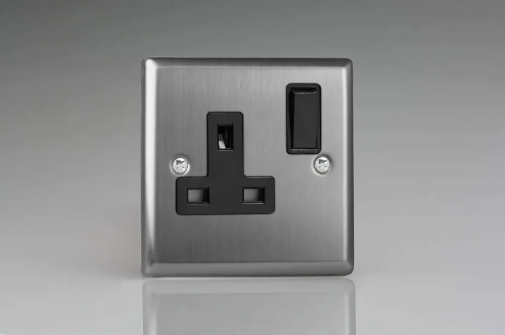 Varilight XT4B 13A Switched Socket Matte Steel Black 1-Gang