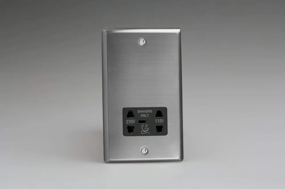 Varilight XTSSB Classic Matte Steel Dual Voltage Shaver Socket 240V/115V