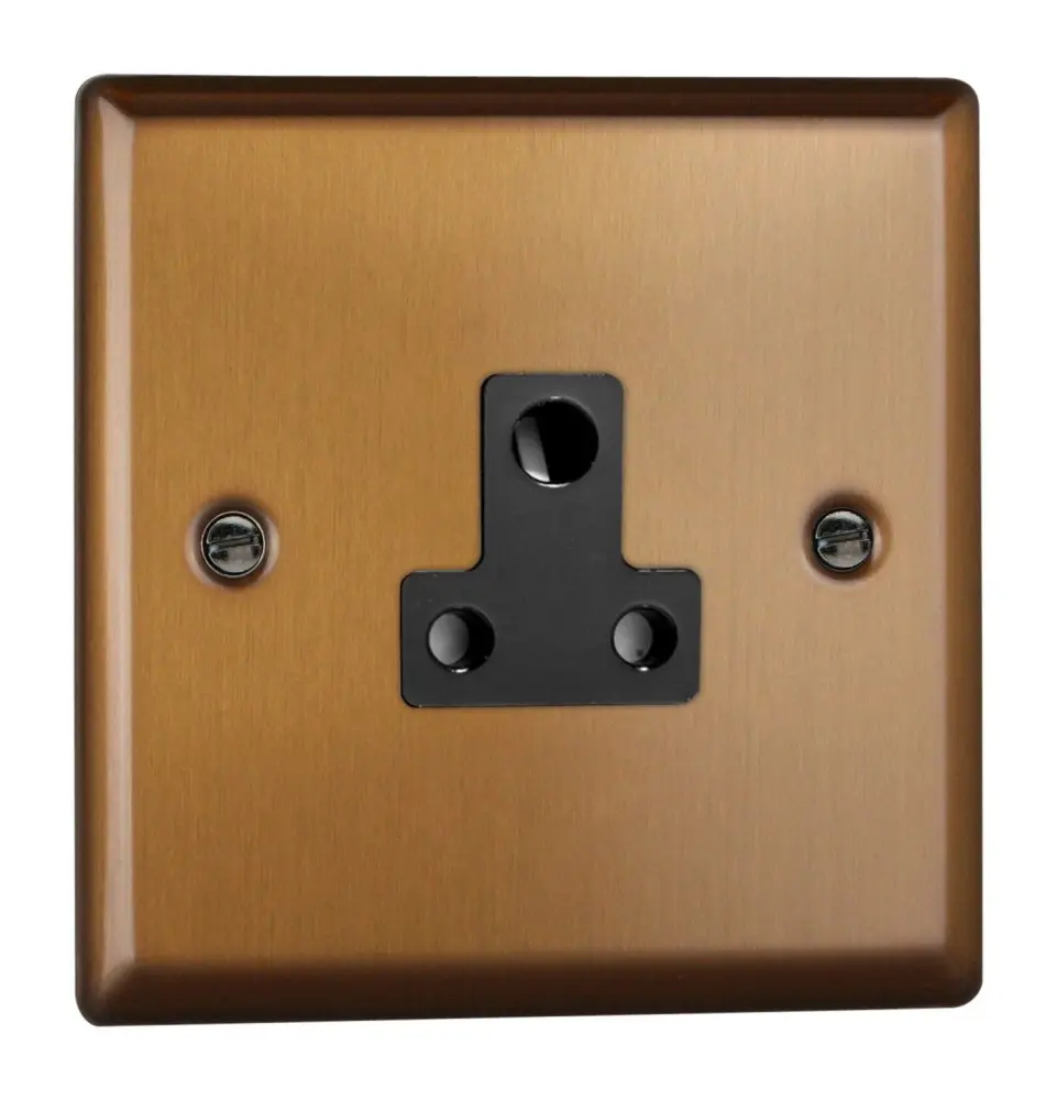 Varilight XYRP5AB.BZ Urban Satin-brushed Bronze 1-Gang 5A Round Pin Plug Socket