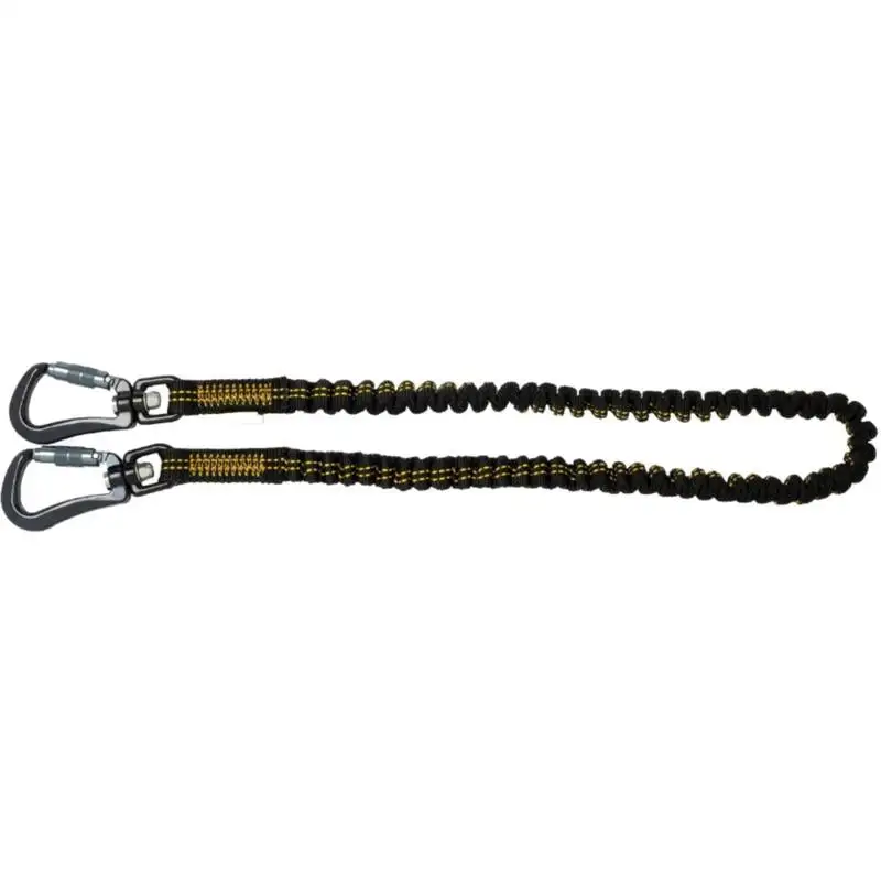 DeWalt Aluminum Polyester Dual Carabiner Lanyard 41 L 15 lb Capacity Black Yellow