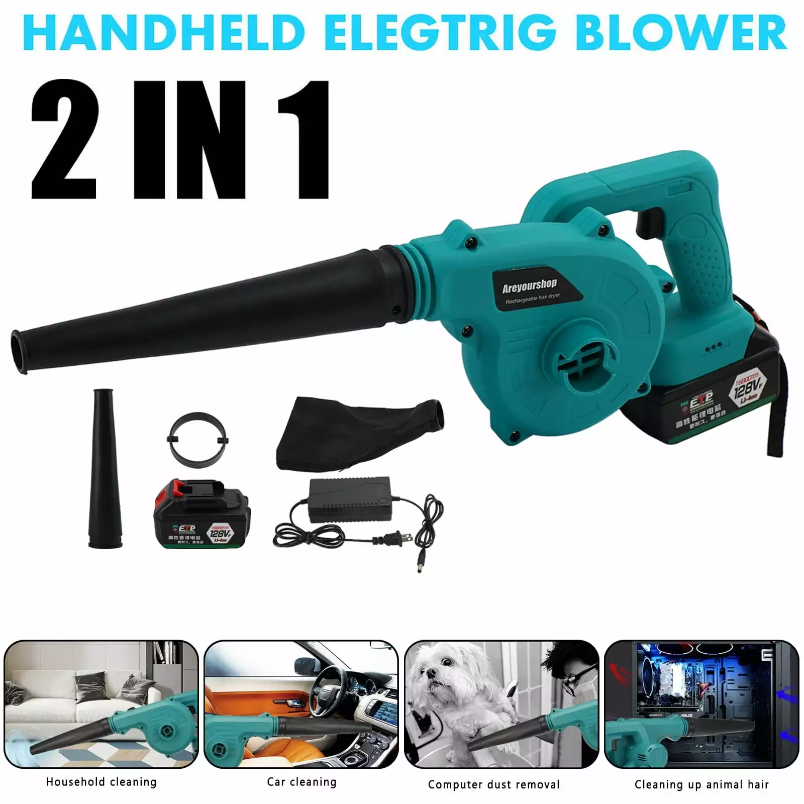 Motor Genic Dust Cleaner 128VF 2 1 Cordless Leaf Dust Blower Vacuum Battery Charge MotorGenic