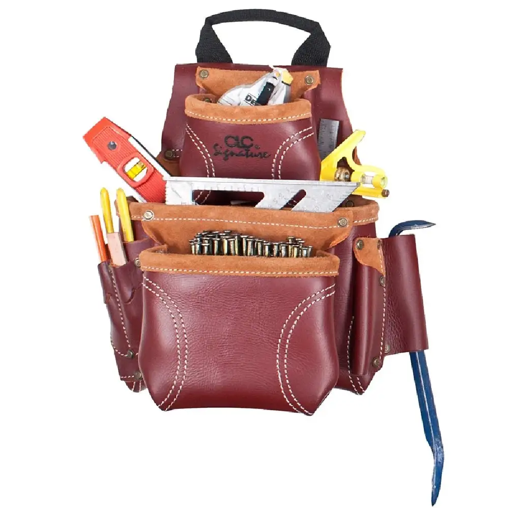 CLC 21685 Heavy Duty Tool and Nail Leather Bag 8 Pockets