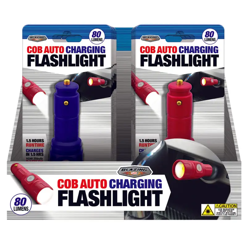 Blazing LEDz 80 Lumen Blue/Red LED Rechargeable Flashlight Pack 12 Emergencies