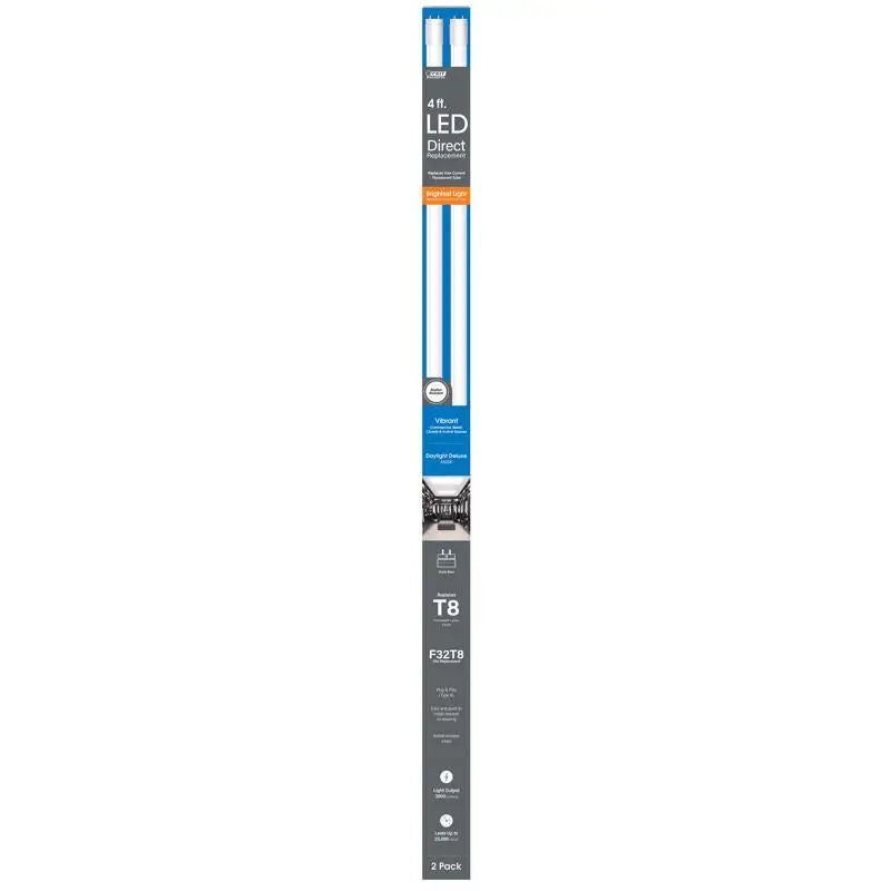Feit Electric T8 Daylight Deluxe 48 Inch G13 Linear LED Lamp 32 Watt 2 Pack