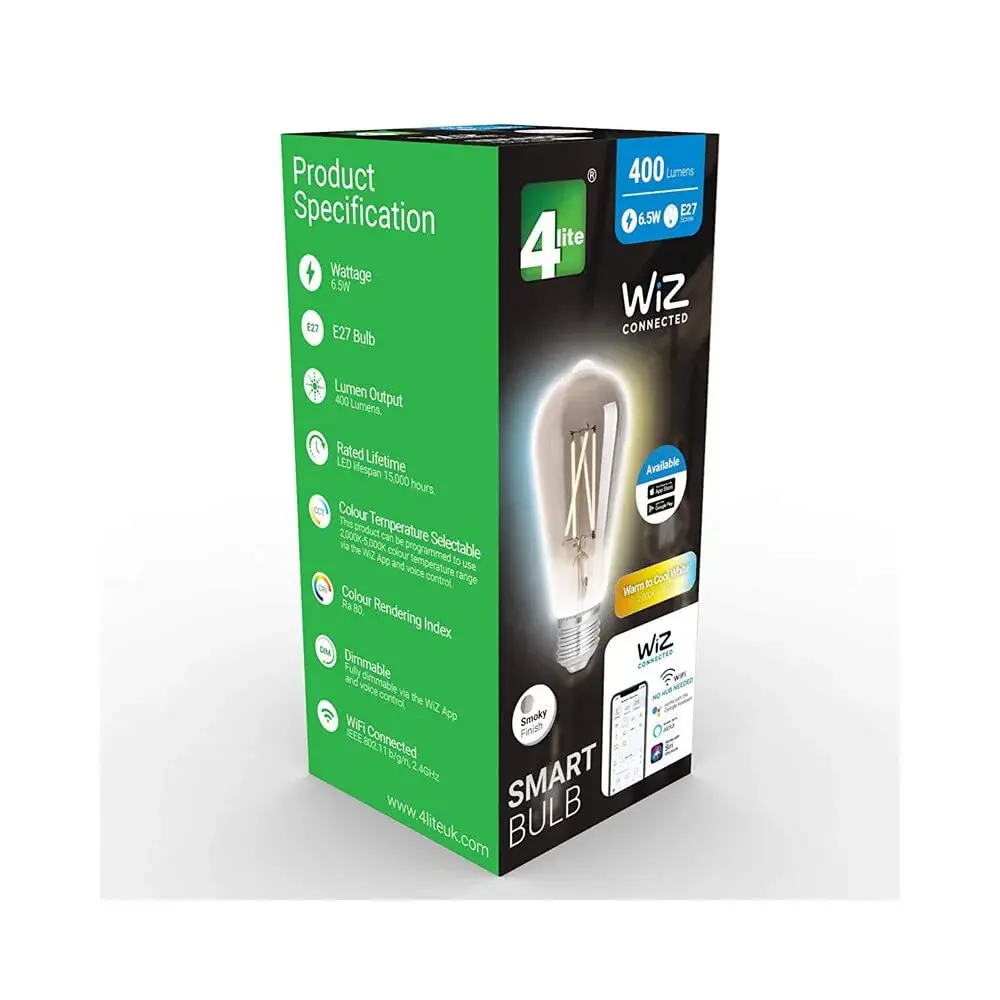 4lite WiZ Connected ST64 Smoky Ivory WiFi LED Smart Bulb E27 Large Screw