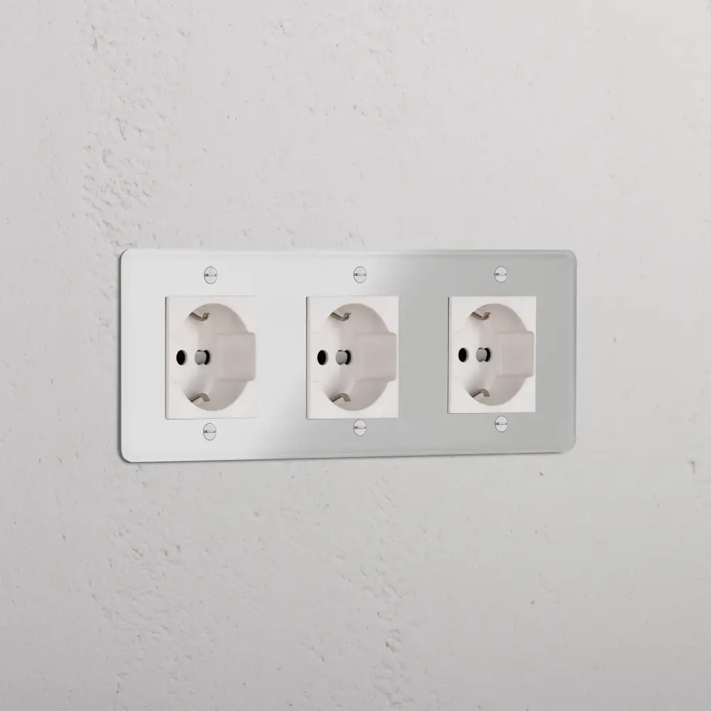 Kew Threefold 3x Schuko/Bipasso Socket - Clear | White
