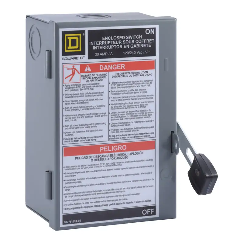 Switch Safety 30A Light Duty Electrical Switch Home and Office Square D