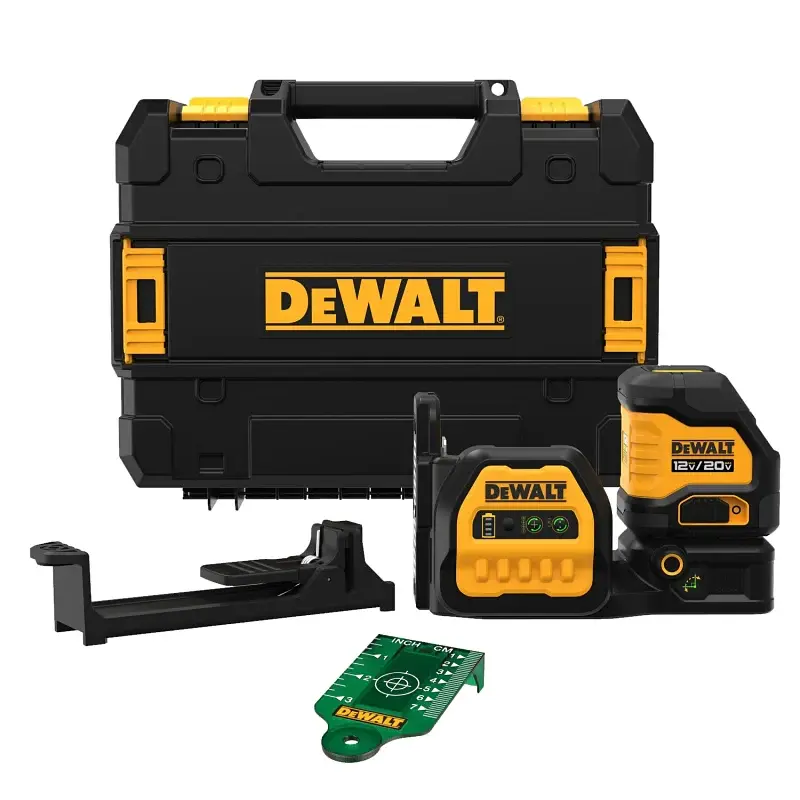 DEWALT DCLE34020GB Cross Line Laser Level, 165 ft, 1/8 at 30 ft Accuracy, 3-Beam, Mint Laser