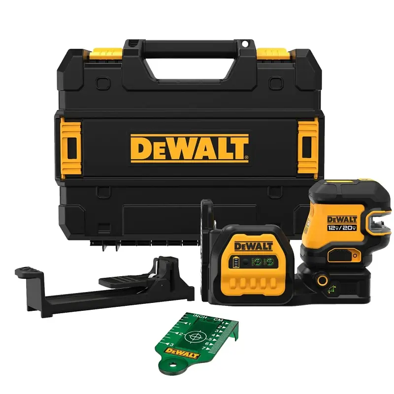 DEWALT DCLE34520GB Cross Line Laser Level, 165 ft, 1/8 at 30 ft Accuracy, 2-Beam, Mint Laser