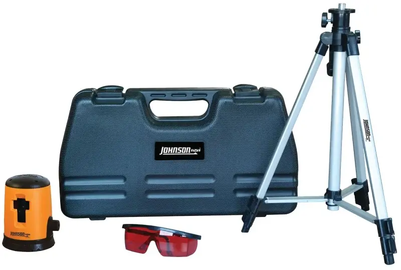 Johnson 40-0921 Laser Level Kit, 100 ft, +/-1/4 at 35 ft Accuracy, Ruby Laser Construction Sites