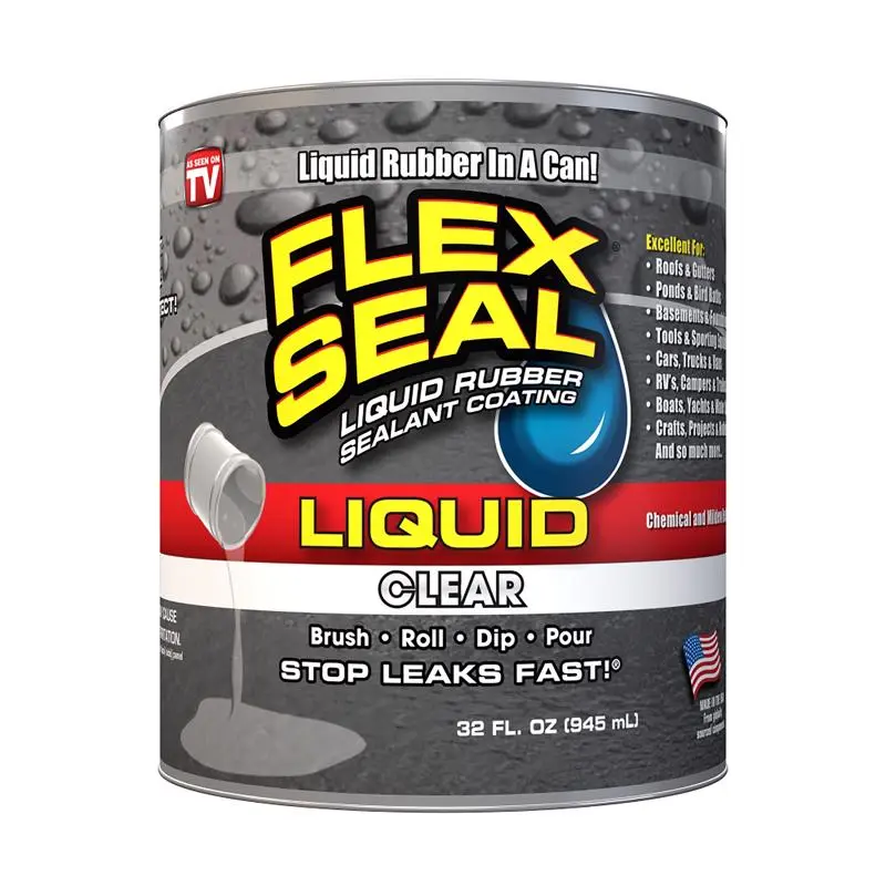 Flex Seal Satin Clear Liquid Rubber Sealant Coating 1 Quart Pack 6