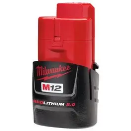 M12 Red Lithium 2.0 Compact Battery Pack 12-Volt Lightweight Power Tool Battery Milwaukee