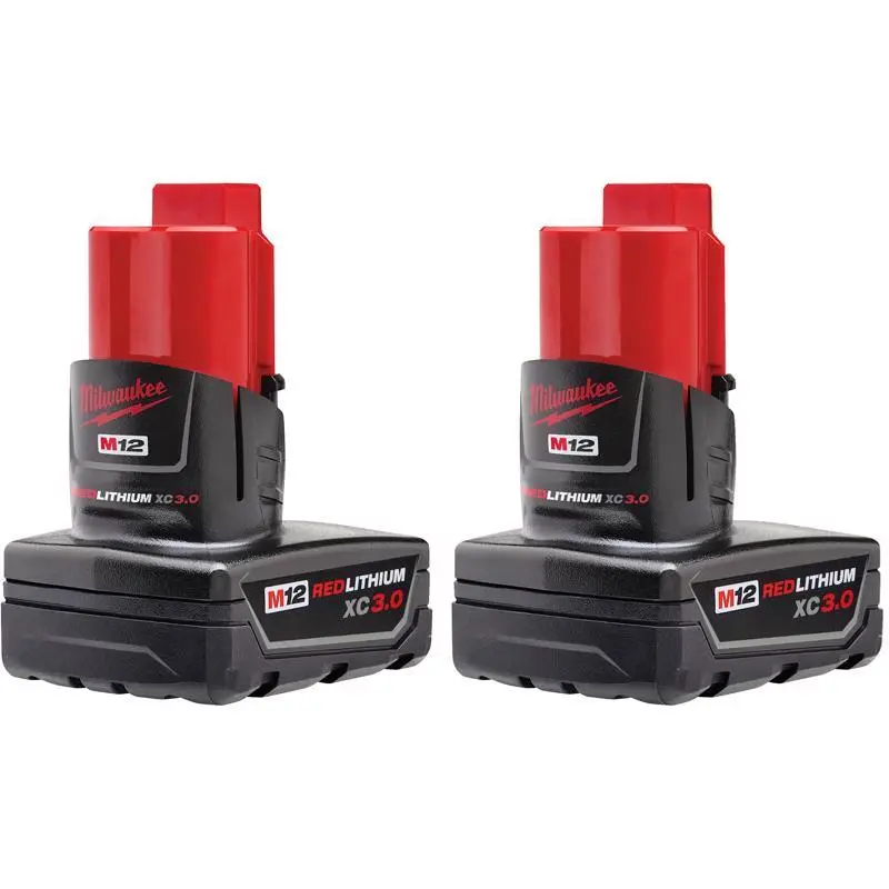 Milwaukee M12 RedLithium XC 3 Ah Lithium-Ion High Capacity Battery Pack 2 Pack