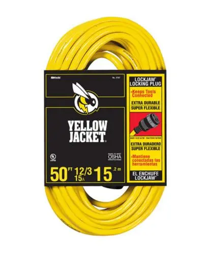 Yellow Jacket 2737 Extension Cord Locking Plug 50 Feet Heavy Duty Power Cord