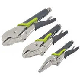 3-Piece Locking Pliers Set Secure Grip and Versatile Use Master Mechanic
