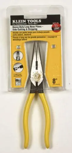 Klein D203-8N Journeyman Heavy Duty Long Nose Pliers 8-Inch Professional Electrician Tool