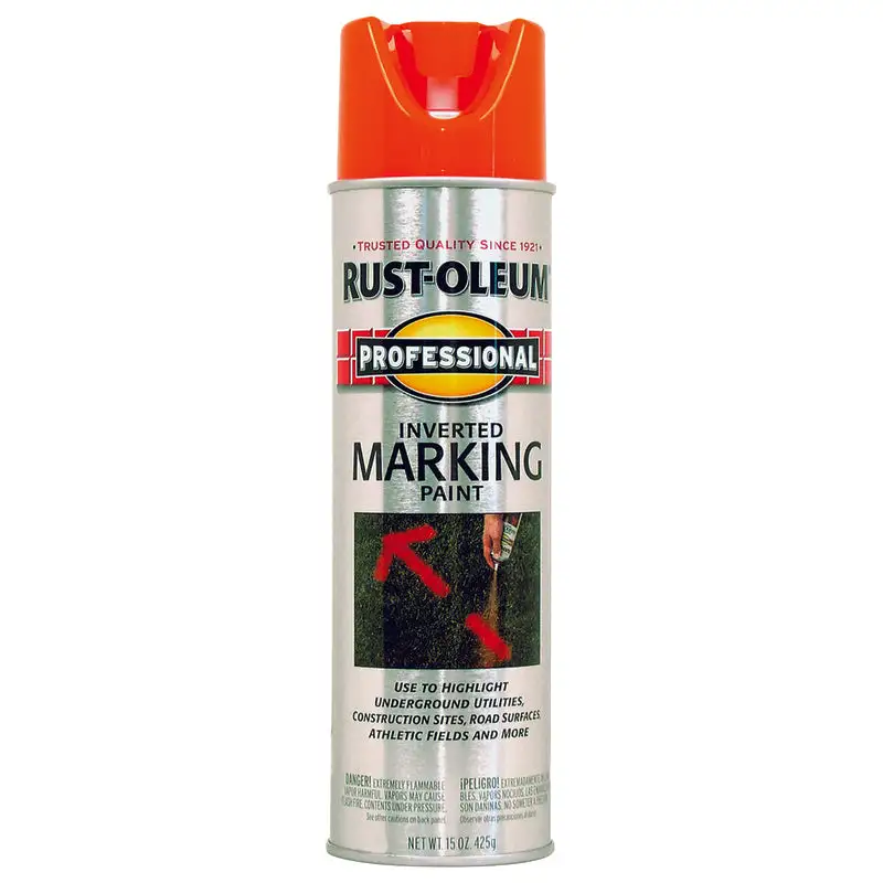 Rust-Oleum Professional Fluorescent Orange Inverted Marking Paint 15 oz Pack 6