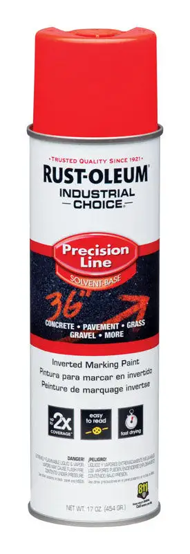 Rustoleum 203028 17 Oz Red-Orange Precision-Line Inverted Marking Paint Pack 12
