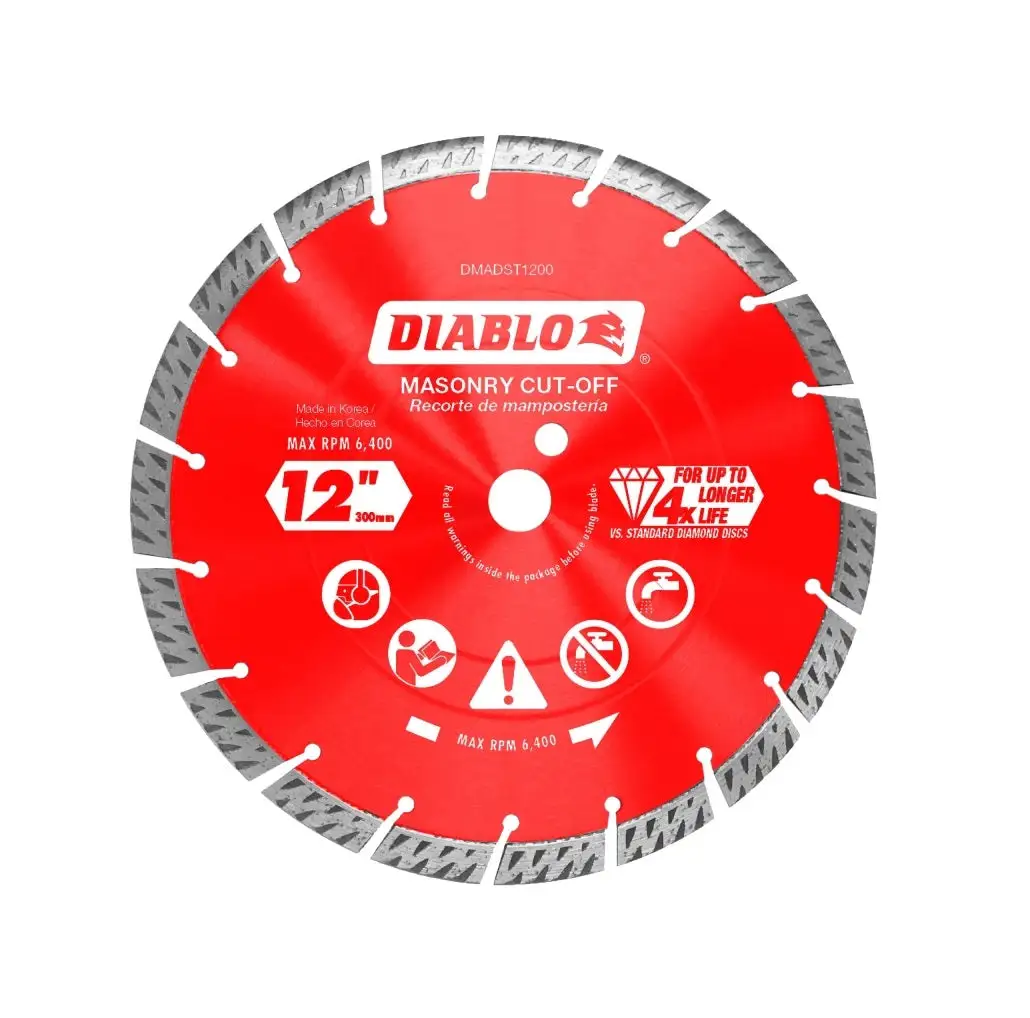 Diablo DMADST1200 Diamond Turbo Rim Masonry Cut-Off Disc 12 Inch Professional Contractors