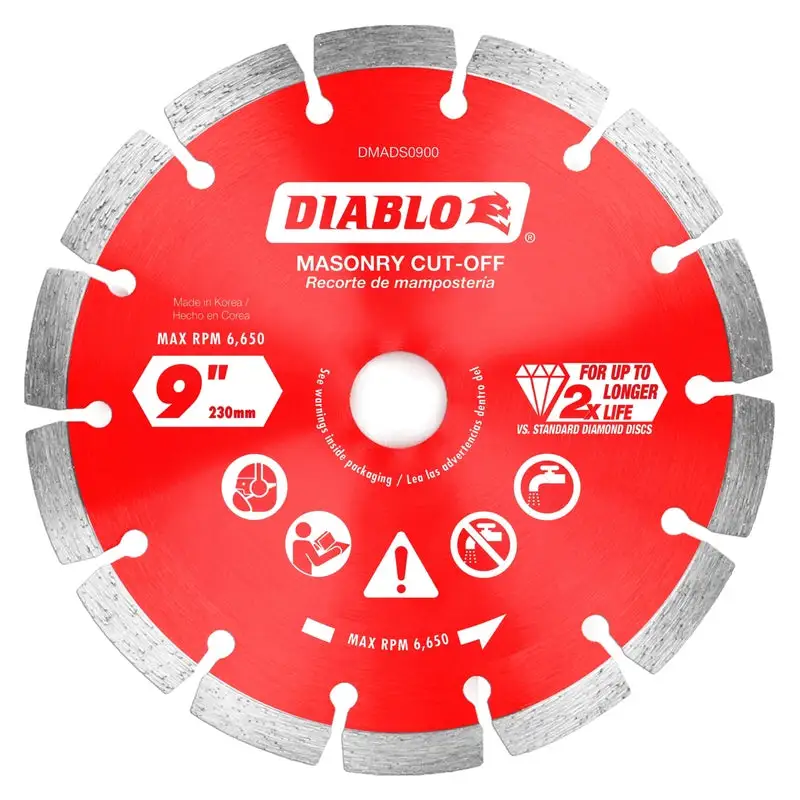 Diablo 9 Inch Diamond Segmented Masonry Cut-Off Disc Concrete