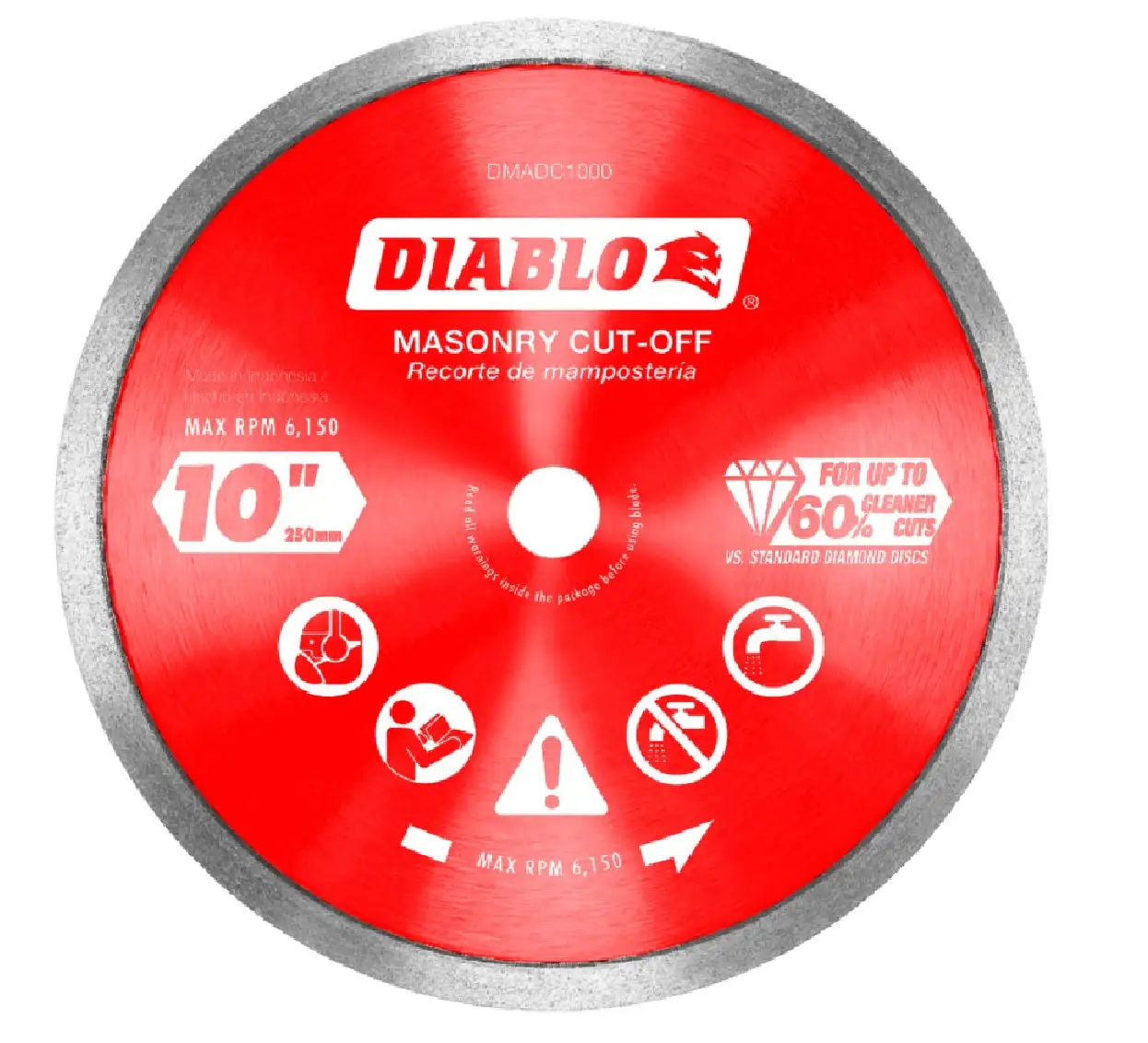Diablo DMADC1000 Diamond Continuous Rim Cut-Off Discs Masonry 10 Inch