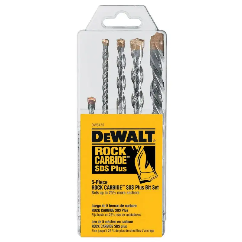 DeWalt DW5470 Rock Carbide SDS Plus Hammer Bit Set 5-Piece Masonry Drilling