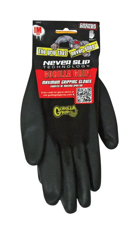 Grease Monkey Unisex Black Nylon Mechanic Grip Gloves Medium Pack 6 Indoor and Outdoor Use