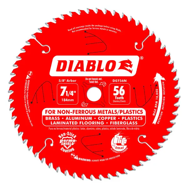Diablo D0756N 7-1/4 Inch 56 Tooth Non-Ferrous Metal and Plastic Saw Blade