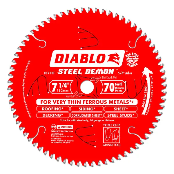 Diablo D0770F 7-1/4 Inch 70 Tooth Ferrous Cutting Saw Blade