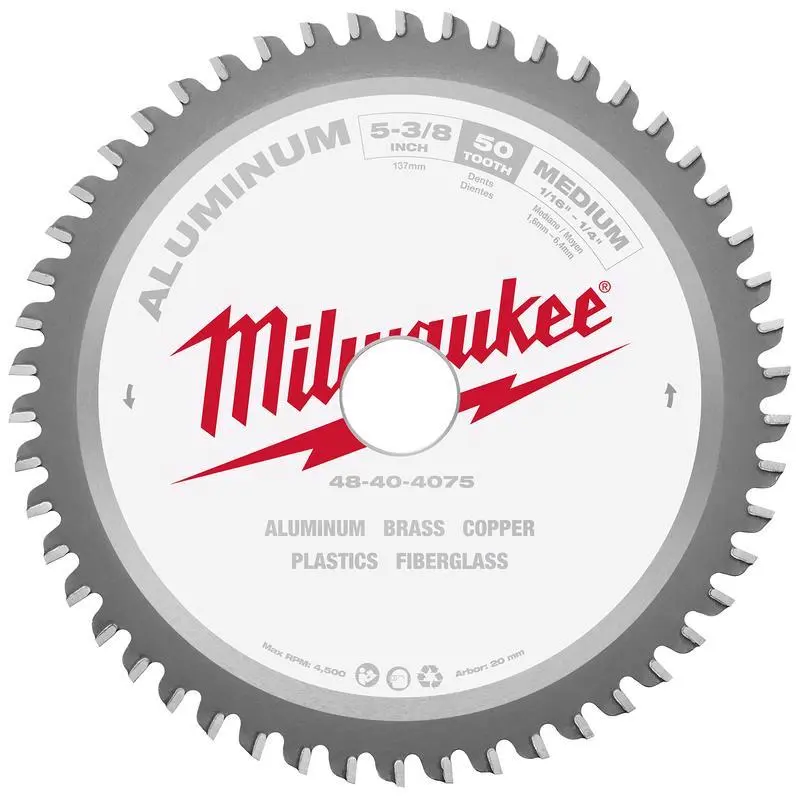 Milwaukee Metal Tech 5-3/8 Inch Non-Ferrous Metal Blade Carbide 50 Teeth