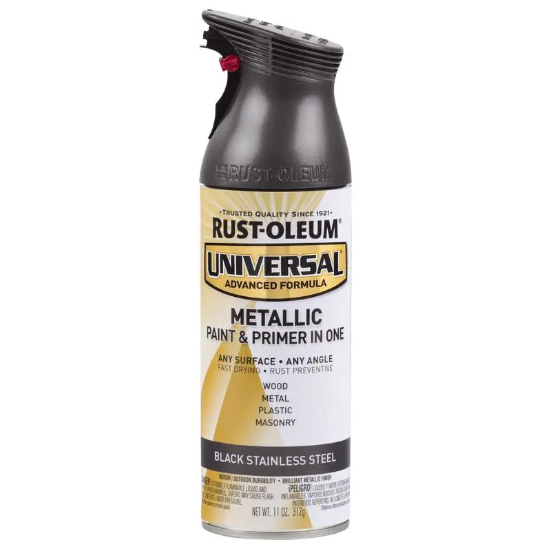 Rust-Oleum Universal Paint & Primer One Black Stainless Steel Spray 11 oz Pack 6